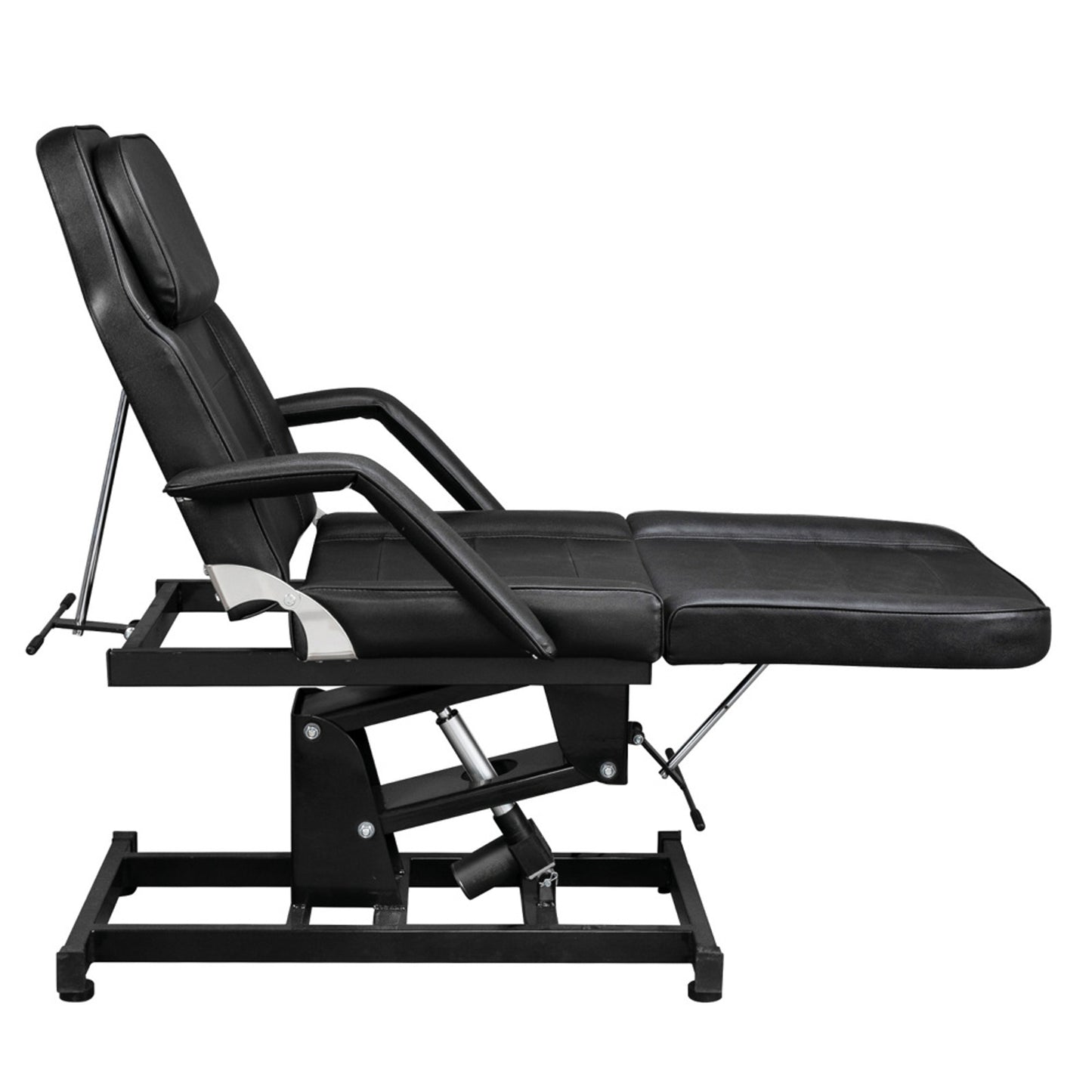 72in 3-Section Spa Beauty Salon Tattoo Massage Bed with Motorized Reclinable Height Power Lift & Stool Black