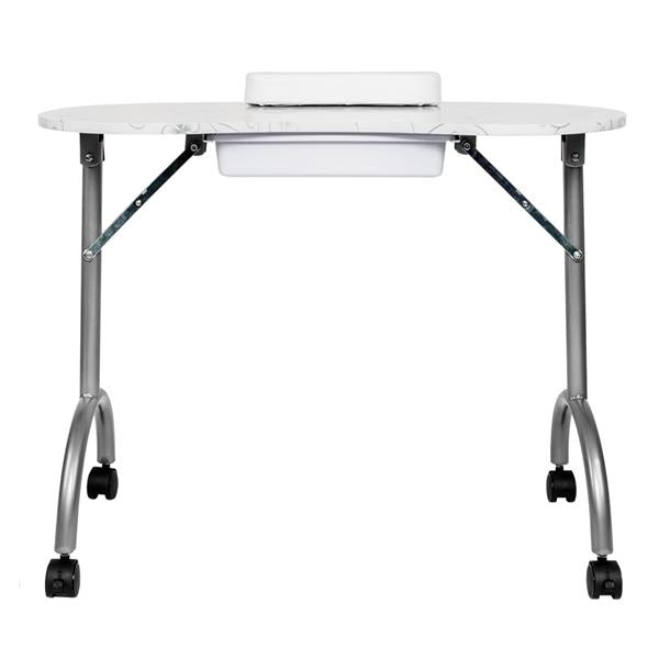 Portable MDF Manicure Table with Arm Rest & Drawer Salon Spa Nail Equipment White