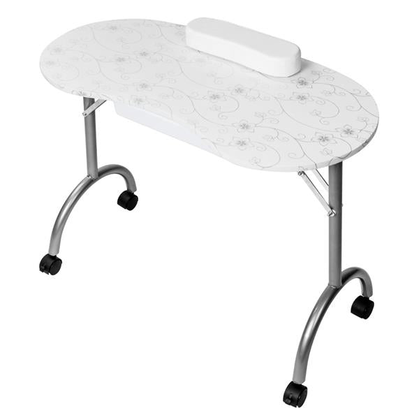 Portable MDF Manicure Table with Arm Rest & Drawer Salon Spa Nail Equipment White