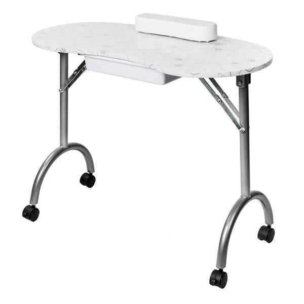 Portable MDF Manicure Table with Arm Rest & Drawer Salon Spa Nail Equipment White