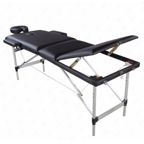 3 Sections Folding Aluminum Tube SPA Bodybuilding Massage Table Kit Black