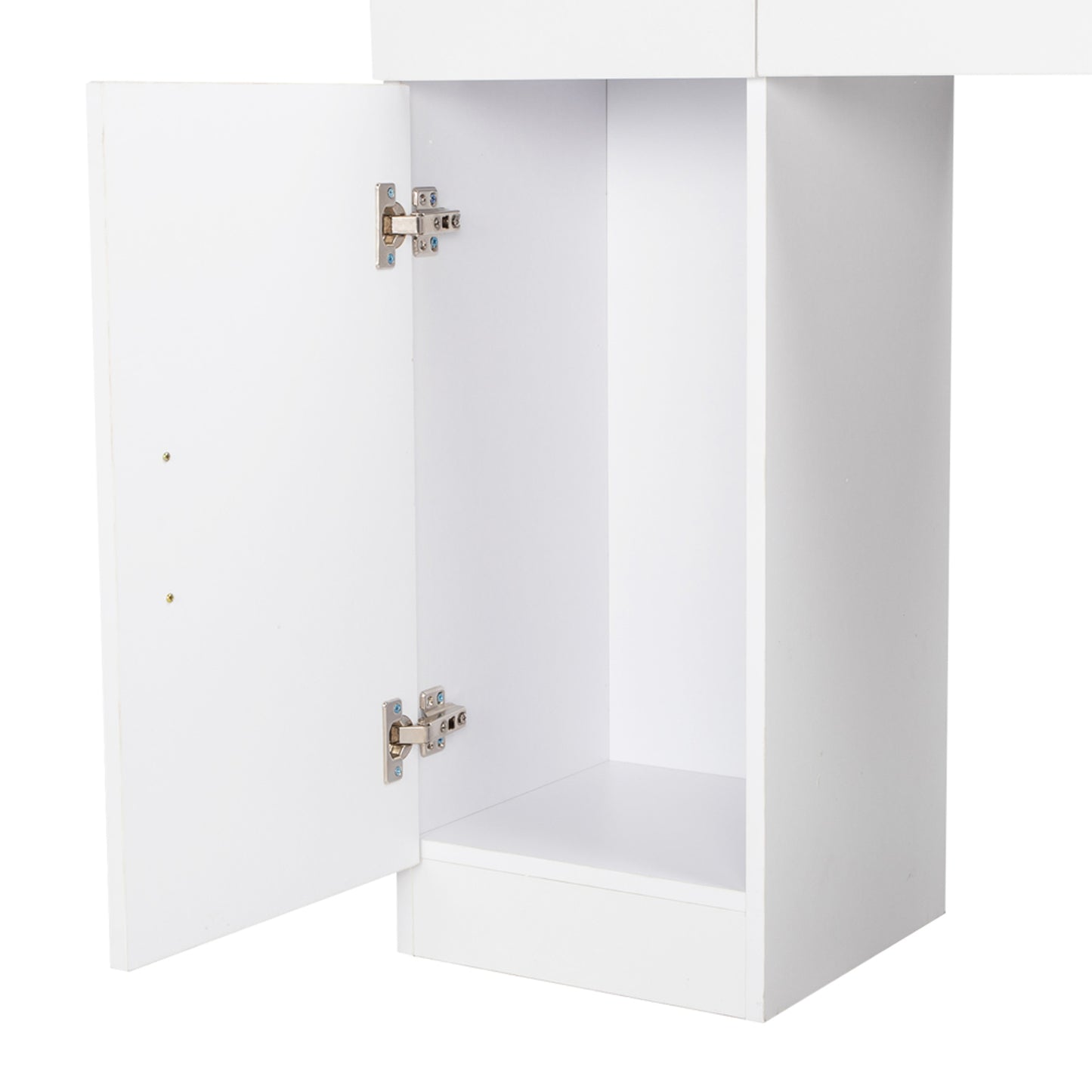 15 Cm E0 Particleboard Pitted Surface 1 Door 2 Drawers 3 Layers Rack With Legs Hairdressing Cabinet With Lock And Mirror Salon Cabinet White