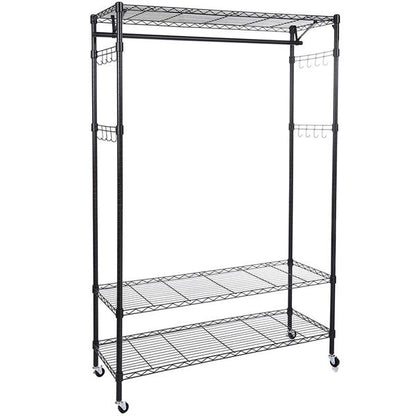 3-Tiers Large Size Heavy Duty Wire Shelving Garment Rolling Rack Clothing Rack
