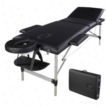 3 Sections Folding Aluminum Tube SPA Bodybuilding Massage Table Kit Black